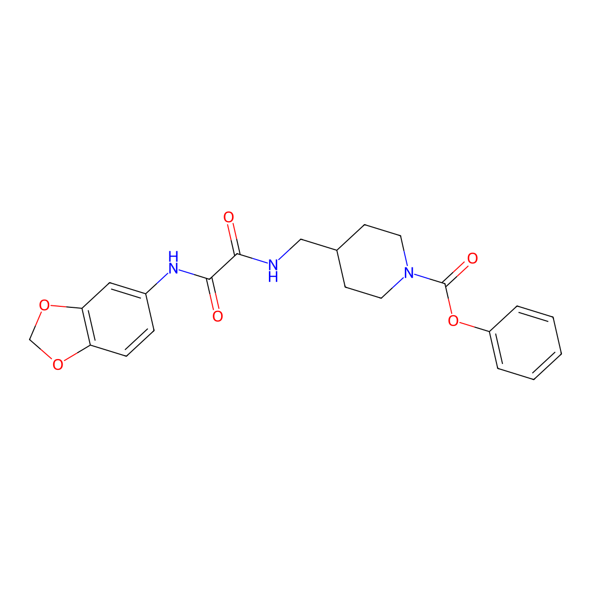 Phenyl 4-((2-(benzo[d][1,3]dioxol-5-ylamino)-2-oxoacetamido)methyl)piperidine-1-carboxylate molecular structure, CAS 1234951-14-4