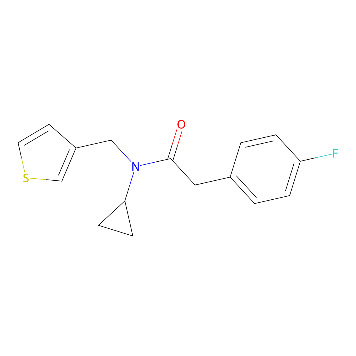 N-cyclopropyl-2-(4-fluorophenyl)-N-(thiophen-3-ylmethyl)acetamide molecular structure, CAS 1234951-51-9