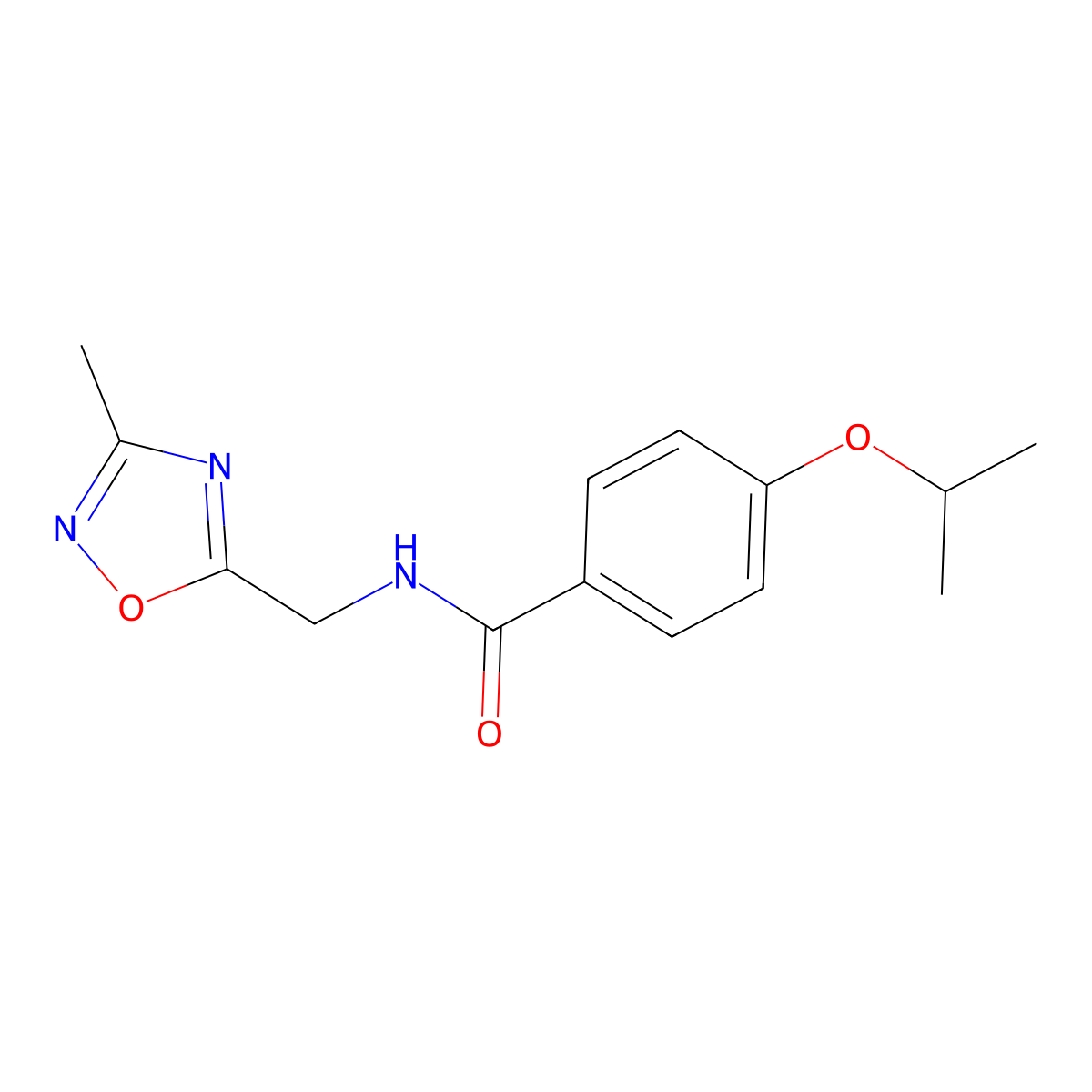 4-isopropoxy-N-((3-methyl-1,2,4-oxadiazol-5-yl)methyl)benzamide molecular structure, CAS 1234952-27-2