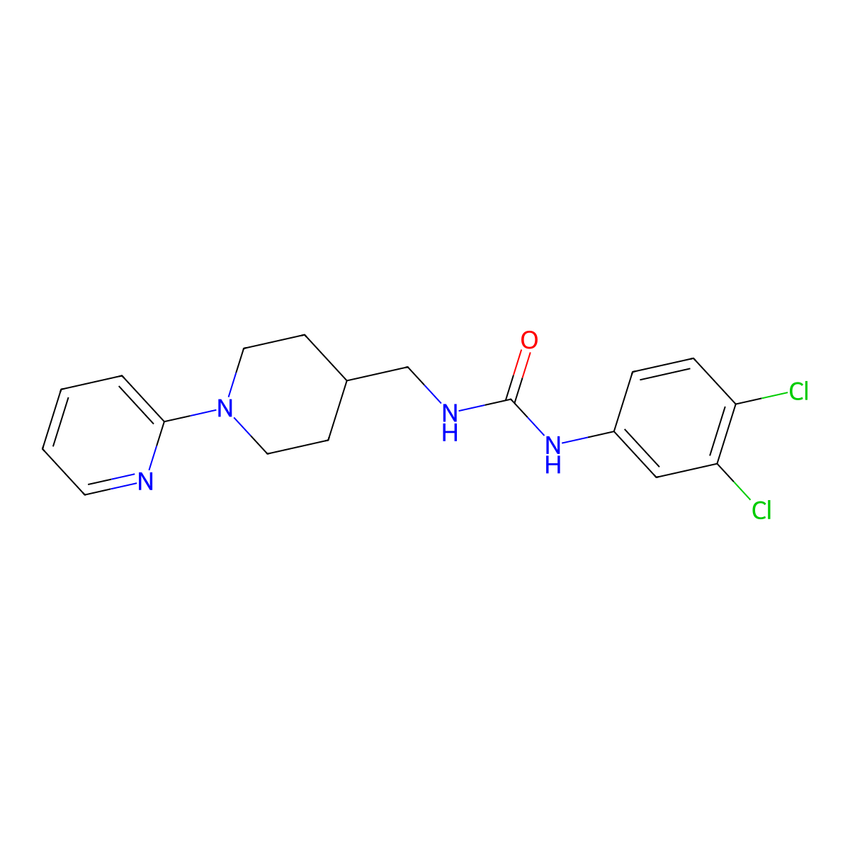 1-(3,4-Dichlorophenyl)-3-((1-(pyridin-2-yl)piperidin-4-yl)methyl)urea molecular structure, CAS 1234952-44-3