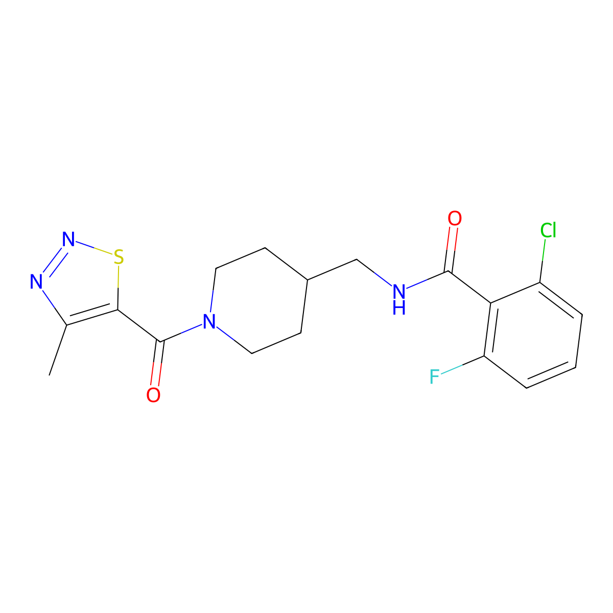 2-chloro-6-fluoro-N-{[1-(4-methyl-1,2,3-thiadiazole-5-carbonyl)piperidin-4-yl]methyl}benzamide molecular structure, CAS 1234952-61-4