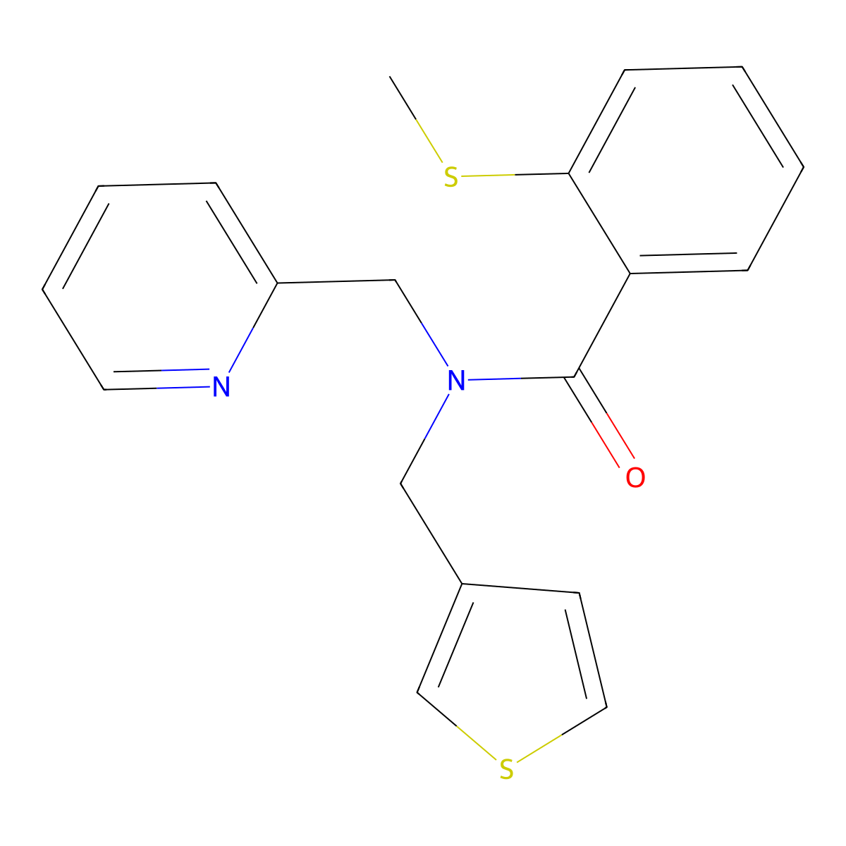 2-(methylthio)-N-(pyridin-2-ylmethyl)-N-(thiophen-3-ylmethyl)benzamide molecular structure, CAS 1234952-90-9