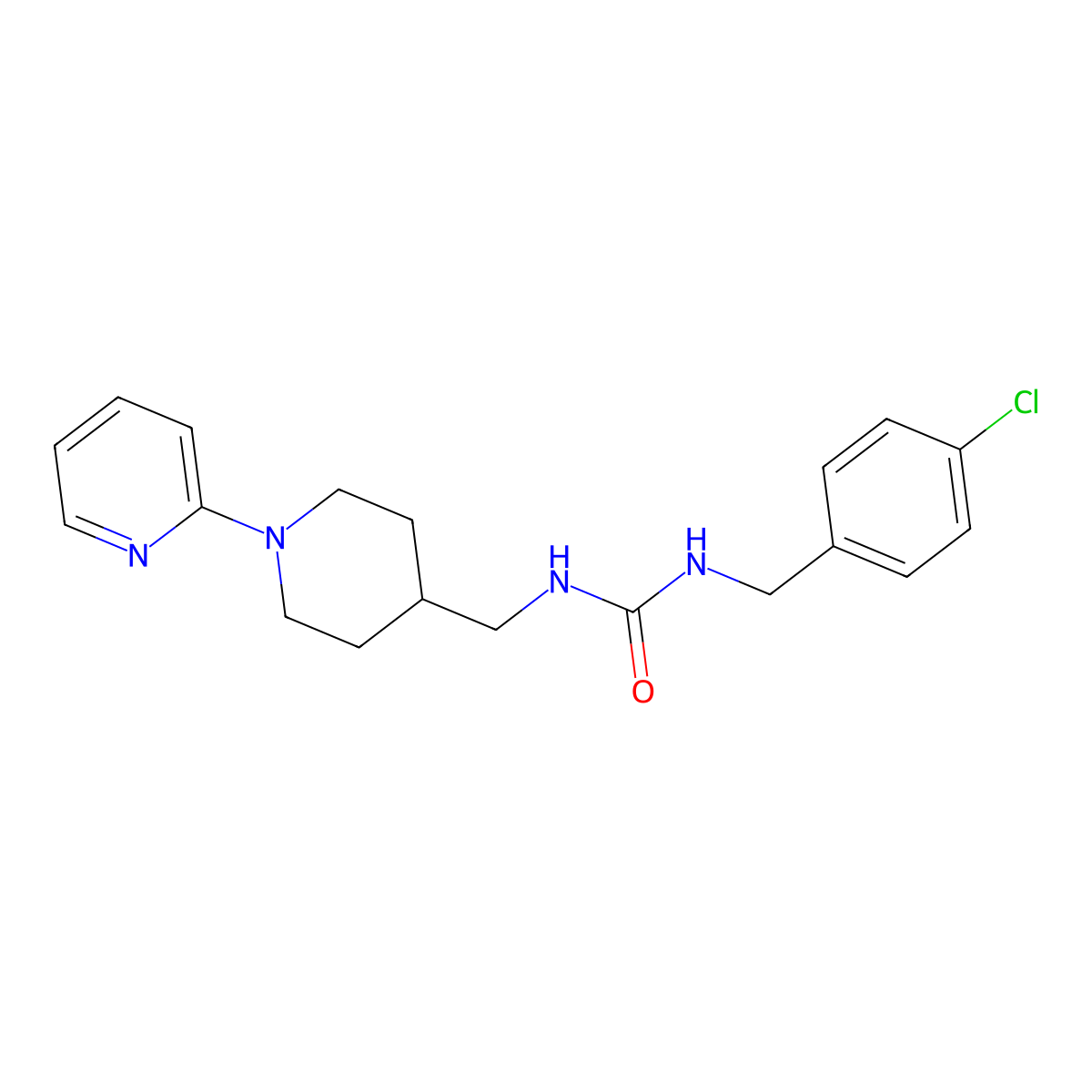 1-(4-Chlorobenzyl)-3-((1-(pyridin-2-yl)piperidin-4-yl)methyl)urea molecular structure, CAS 1234953-42-4