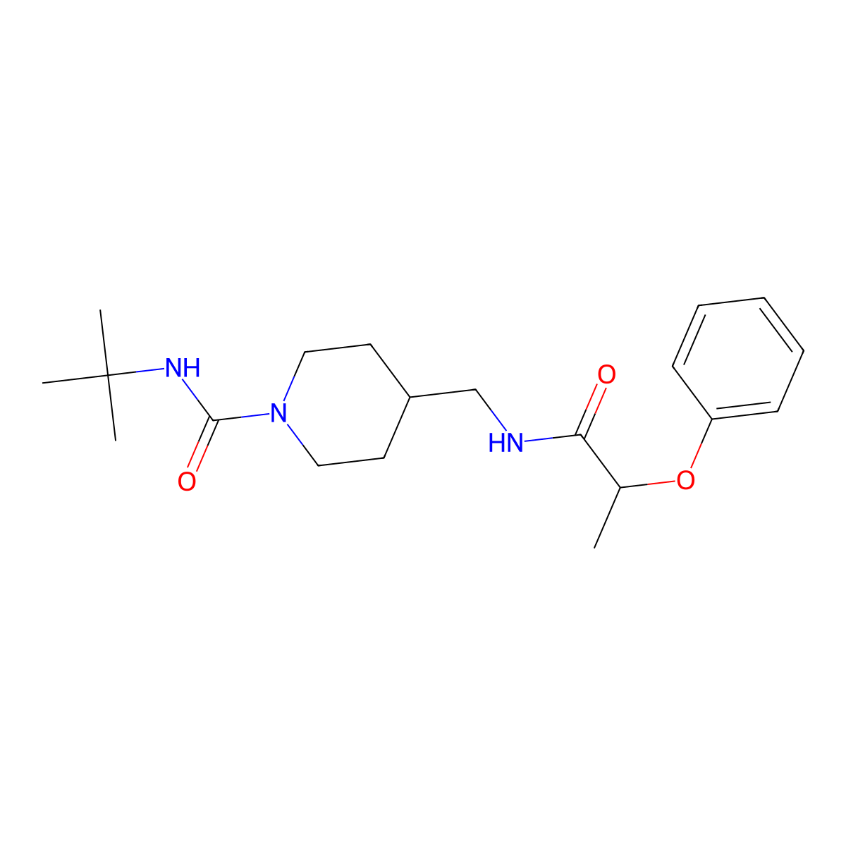N-(tert-butyl)-4-((2-phenoxypropanamido)methyl)piperidine-1-carboxamide molecular structure, CAS 1234955-38-4