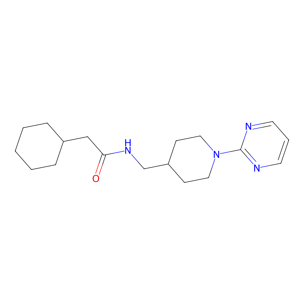 2-cyclohexyl-N-{[1-(pyrimidin-2-yl)piperidin-4-yl]methyl}acetamide molecular structure, CAS 1234955-47-5