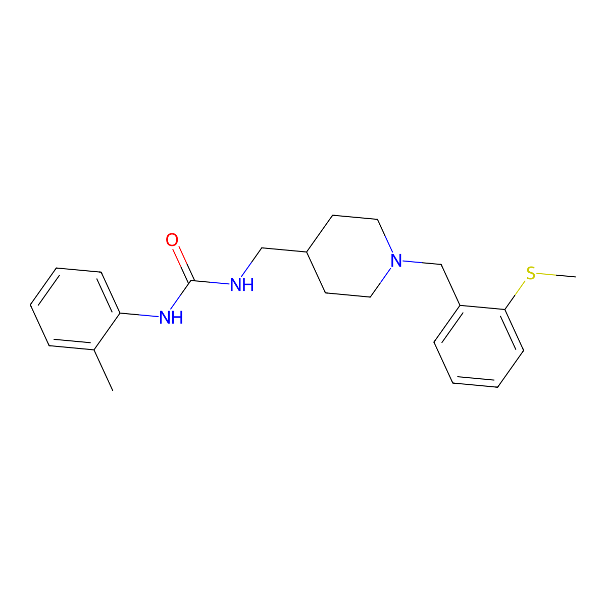 1-((1-(2-(Methylthio)benzyl)piperidin-4-yl)methyl)-3-(o-tolyl)urea molecular structure, CAS 1234955-96-4