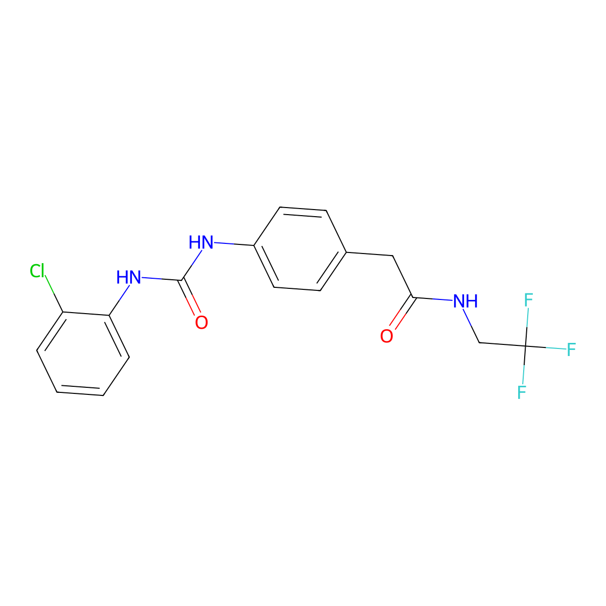 2-(4-(3-(2-chlorophenyl)ureido)phenyl)-N-(2,2,2-trifluoroethyl)acetamide molecular structure, CAS 1234955-97-5