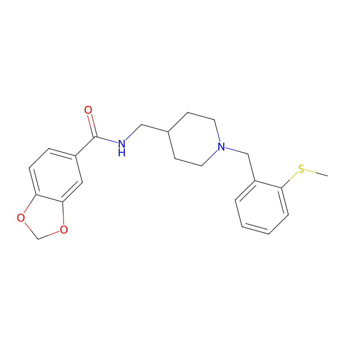 N-((1-(2-(methylthio)benzyl)piperidin-4-yl)methyl)benzo[d][1,3]dioxole-5-carboxamide molecular structure, CAS 1234956-25-2