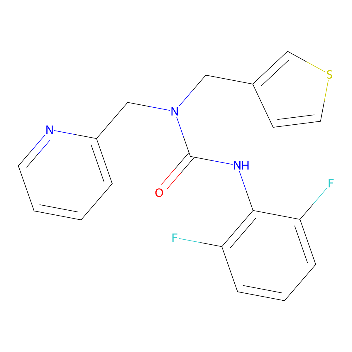 3-(2,6-Difluorophenyl)-1-(pyridin-2-ylmethyl)-1-(thiophen-3-ylmethyl)urea molecular structure, CAS 1234957-01-7