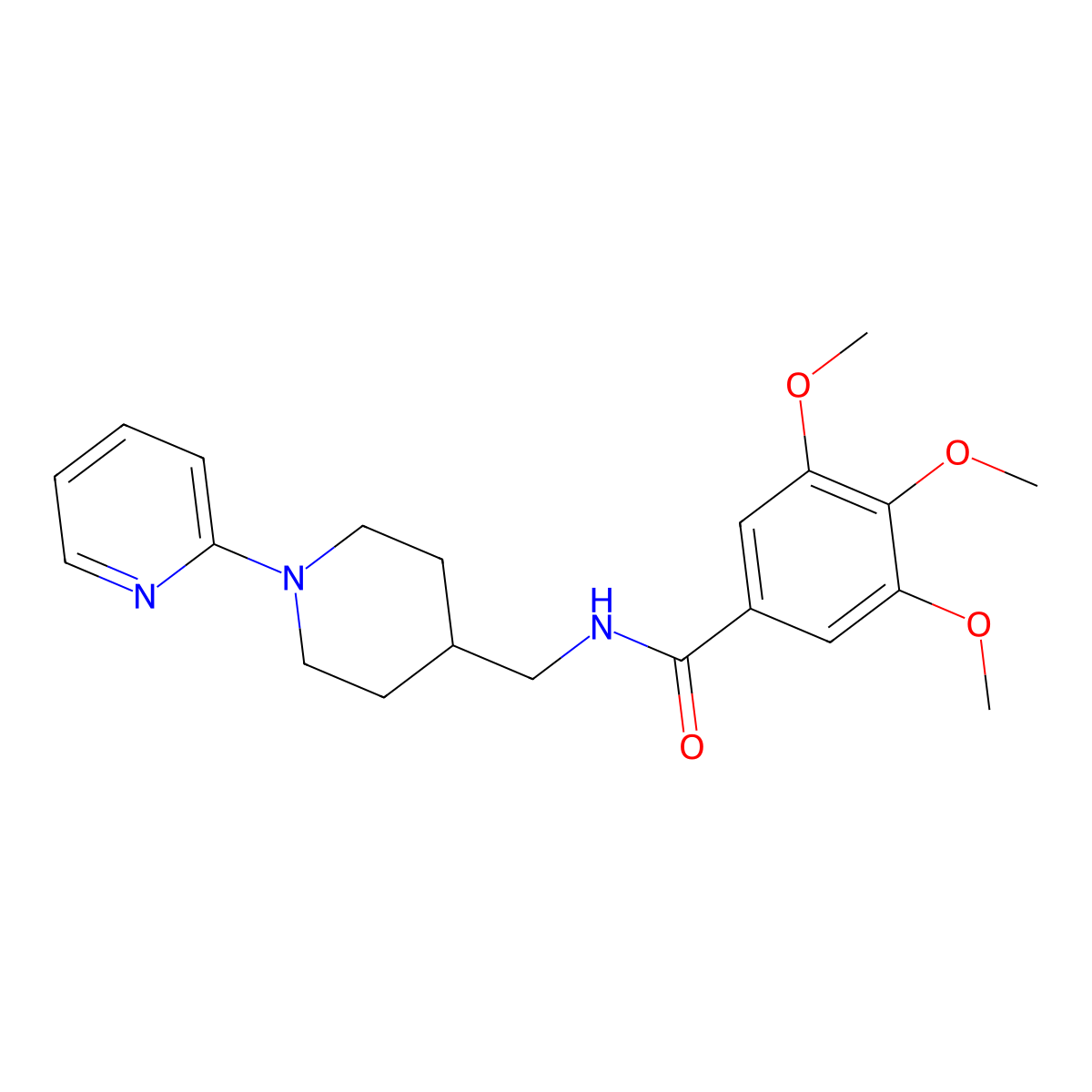3,4,5-trimethoxy-N-{[1-(pyridin-2-yl)piperidin-4-yl]methyl}benzamide molecular structure, CAS 1234957-11-9