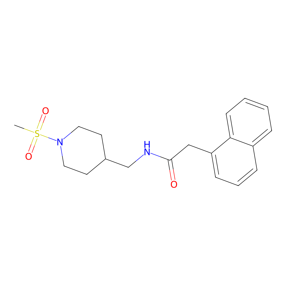 N-((1-(methylsulfonyl)piperidin-4-yl)methyl)-2-(naphthalen-1-yl)acetamide molecular structure, CAS 1234957-22-2
