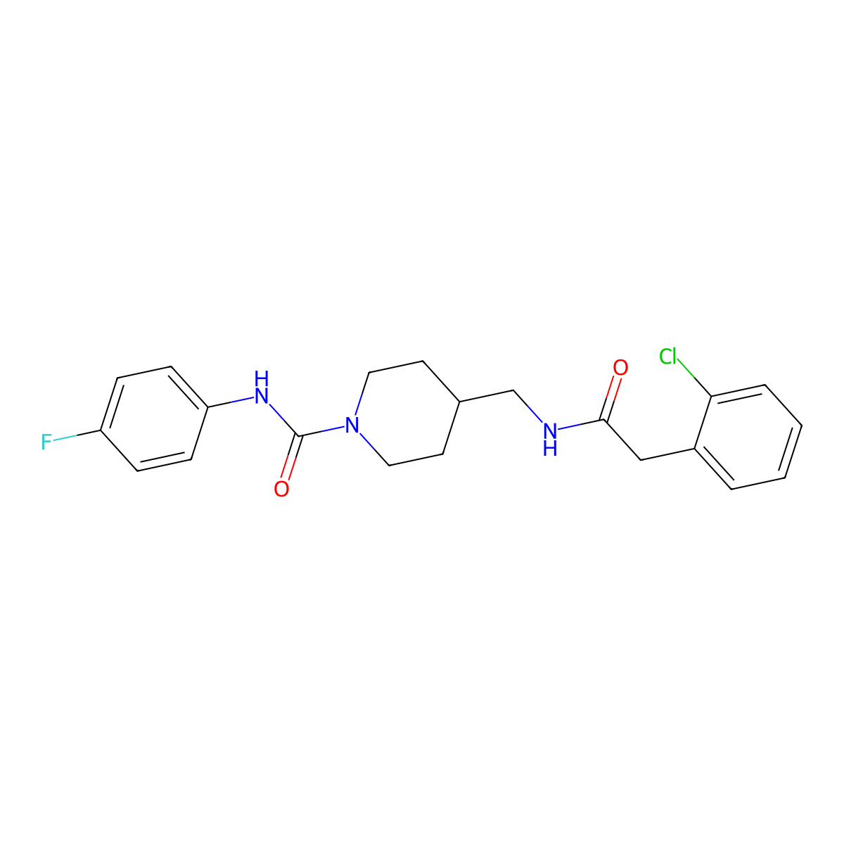 4-((2-(2-chlorophenyl)acetamido)methyl)-N-(4-fluorophenyl)piperidine-1-carboxamide molecular structure, CAS 1234957-54-0