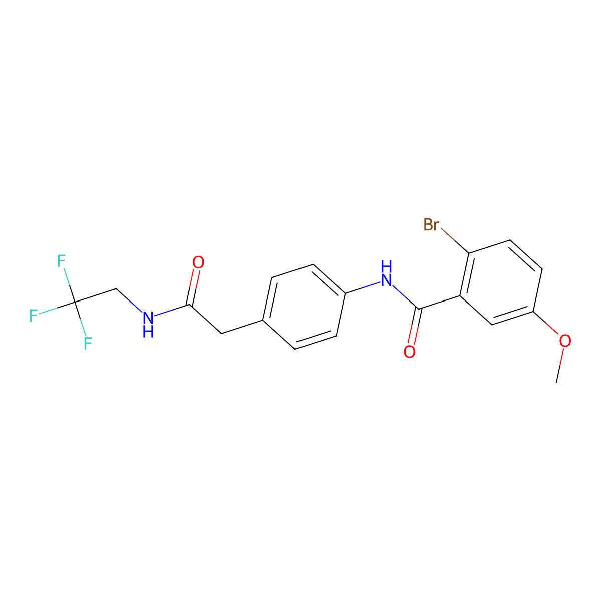 2-bromo-5-methoxy-N-(4-(2-oxo-2-((2,2,2-trifluoroethyl)amino)ethyl)phenyl)benzamide molecular structure, CAS 1234957-71-1