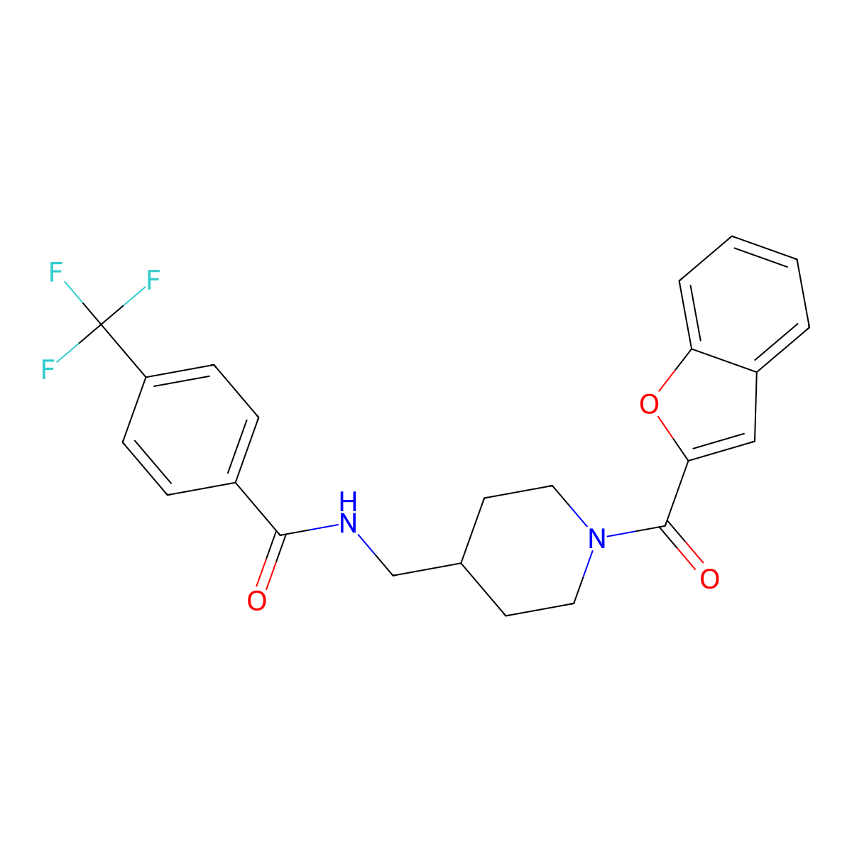 N-((1-(benzofuran-2-carbonyl)piperidin-4-yl)methyl)-4-(trifluoromethyl)benzamide molecular structure, CAS 1234960-24-7