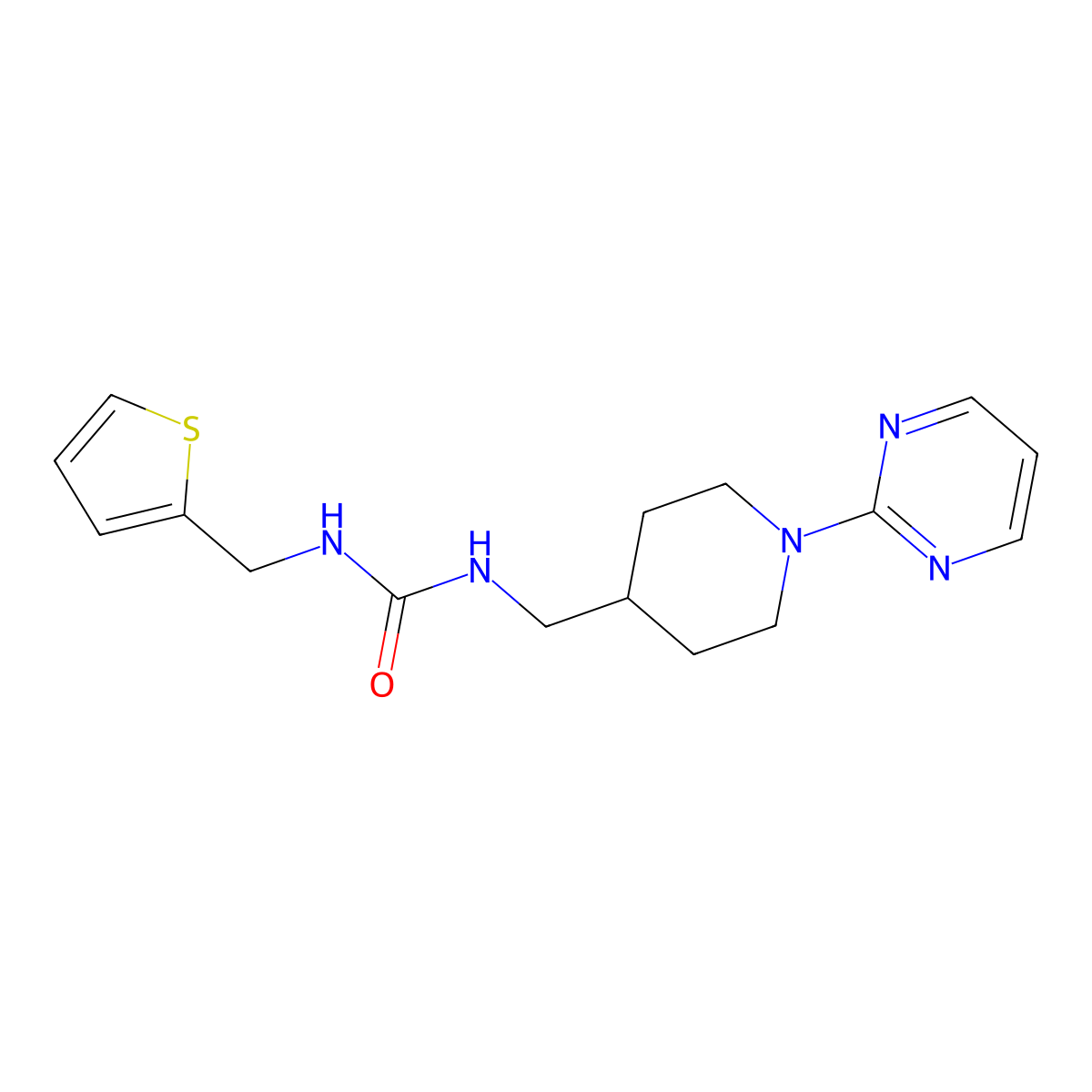1-((1-(Pyrimidin-2-yl)piperidin-4-yl)methyl)-3-(thiophen-2-ylmethyl)urea molecular structure, CAS 1234969-26-6