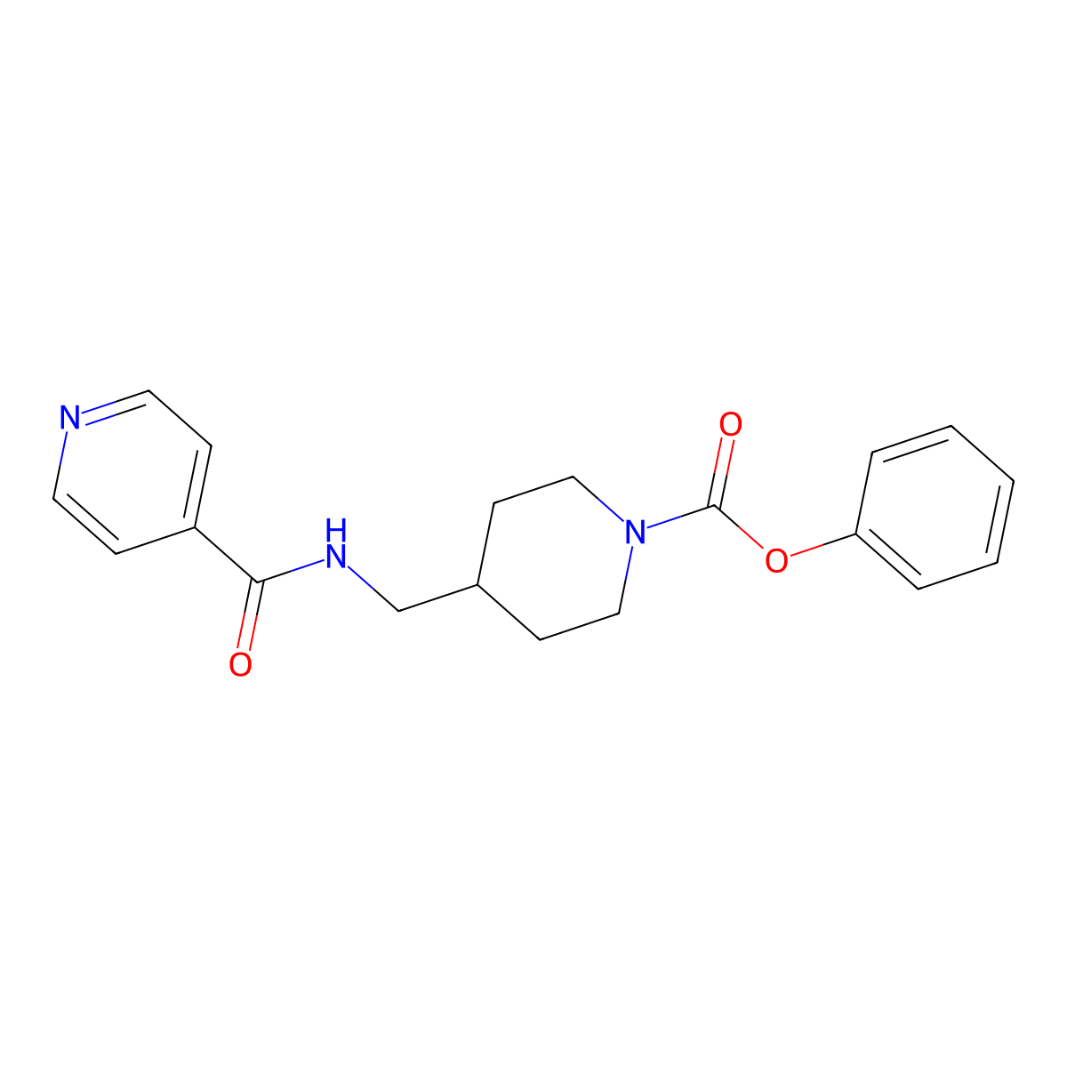 Phenyl 4-(isonicotinamidomethyl)piperidine-1-carboxylate molecular structure, CAS 1234972-00-9