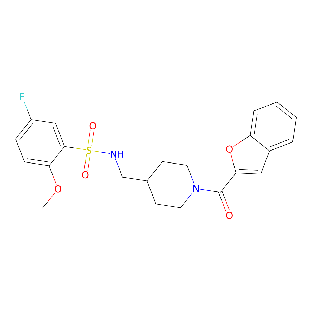 N-((1-(benzofuran-2-carbonyl)piperidin-4-yl)methyl)-5-fluoro-2-methoxybenzenesulfonamide molecular structure, CAS 1234972-33-8