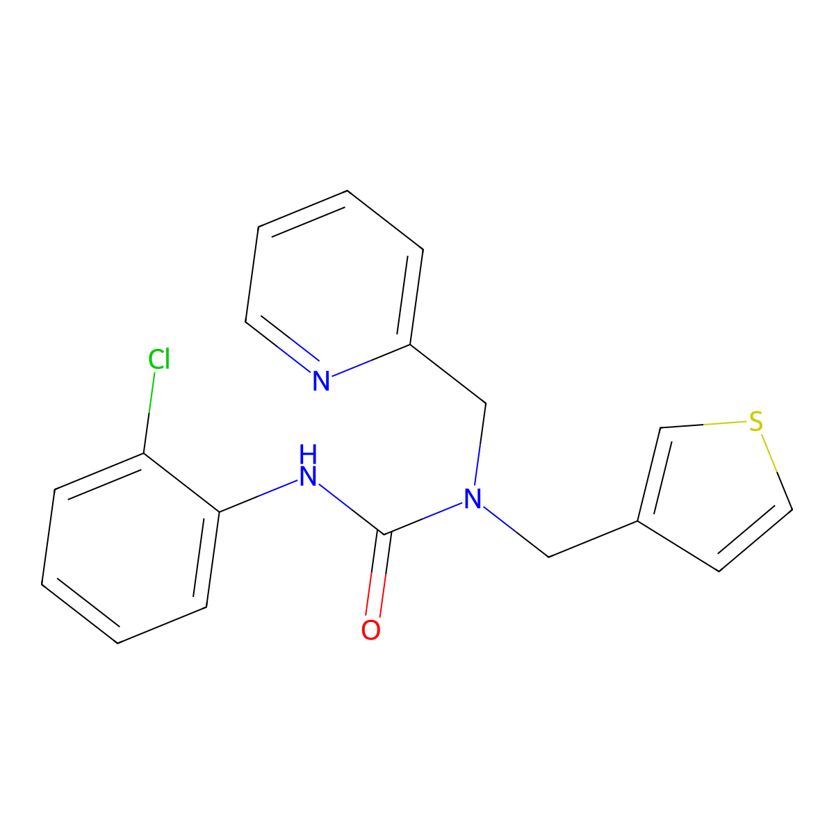 3-(2-Chlorophenyl)-1-(pyridin-2-ylmethyl)-1-(thiophen-3-ylmethyl)urea molecular structure, CAS 1234972-47-4