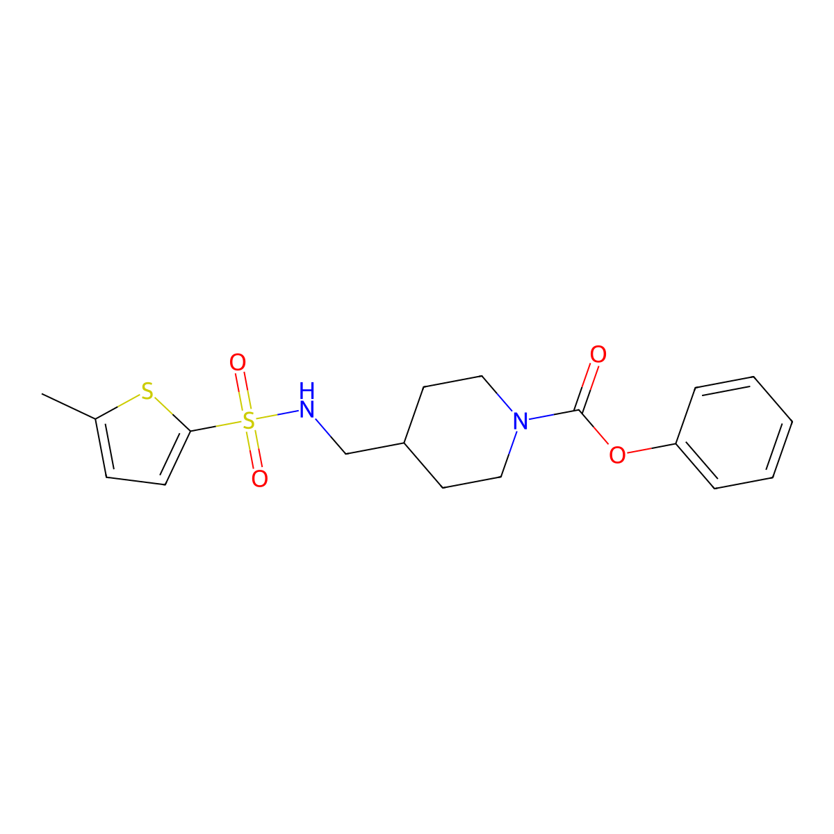 Phenyl 4-[(5-methylthiophene-2-sulfonamido)methyl]piperidine-1-carboxylate molecular structure, CAS 1234973-02-4