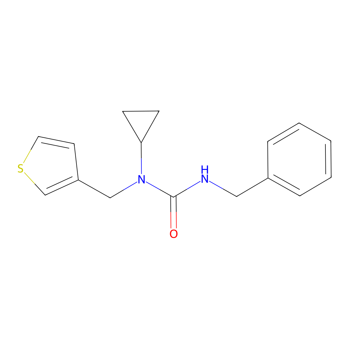 3-Benzyl-1-cyclopropyl-1-(thiophen-3-ylmethyl)urea molecular structure, CAS 1234973-20-6