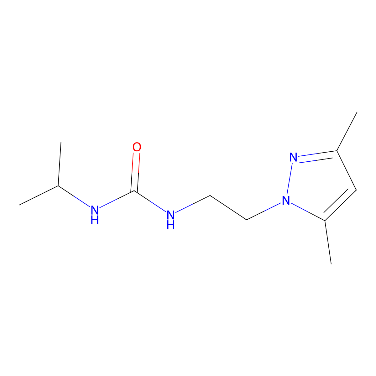 1-(2-(3,5-dimethyl-1H-pyrazol-1-yl)ethyl)-3-isopropylurea molecular structure, CAS 1234973-92-2