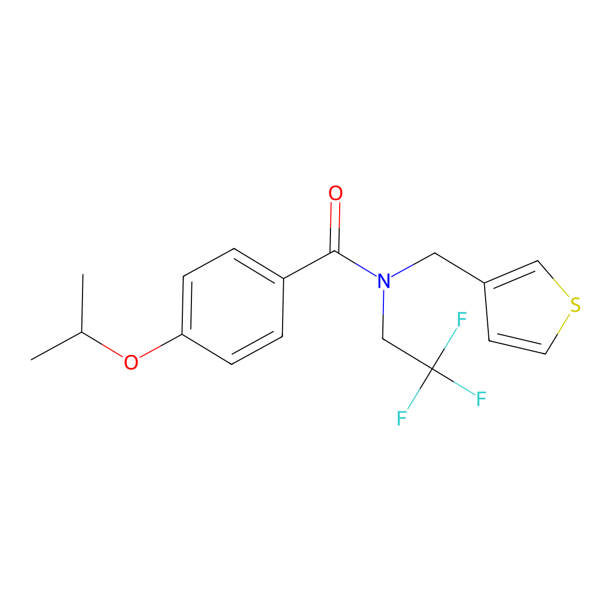 4-isopropoxy-N-(thiophen-3-ylmethyl)-N-(2,2,2-trifluoroethyl)benzamide molecular structure, CAS 1234974-21-0