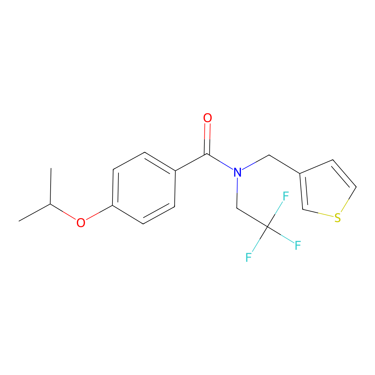 4-isopropoxy-N-(thiophen-3-ylmethyl)-N-(2,2,2-trifluoroethyl)benzamide molecular structure, CAS 1234974-21-0