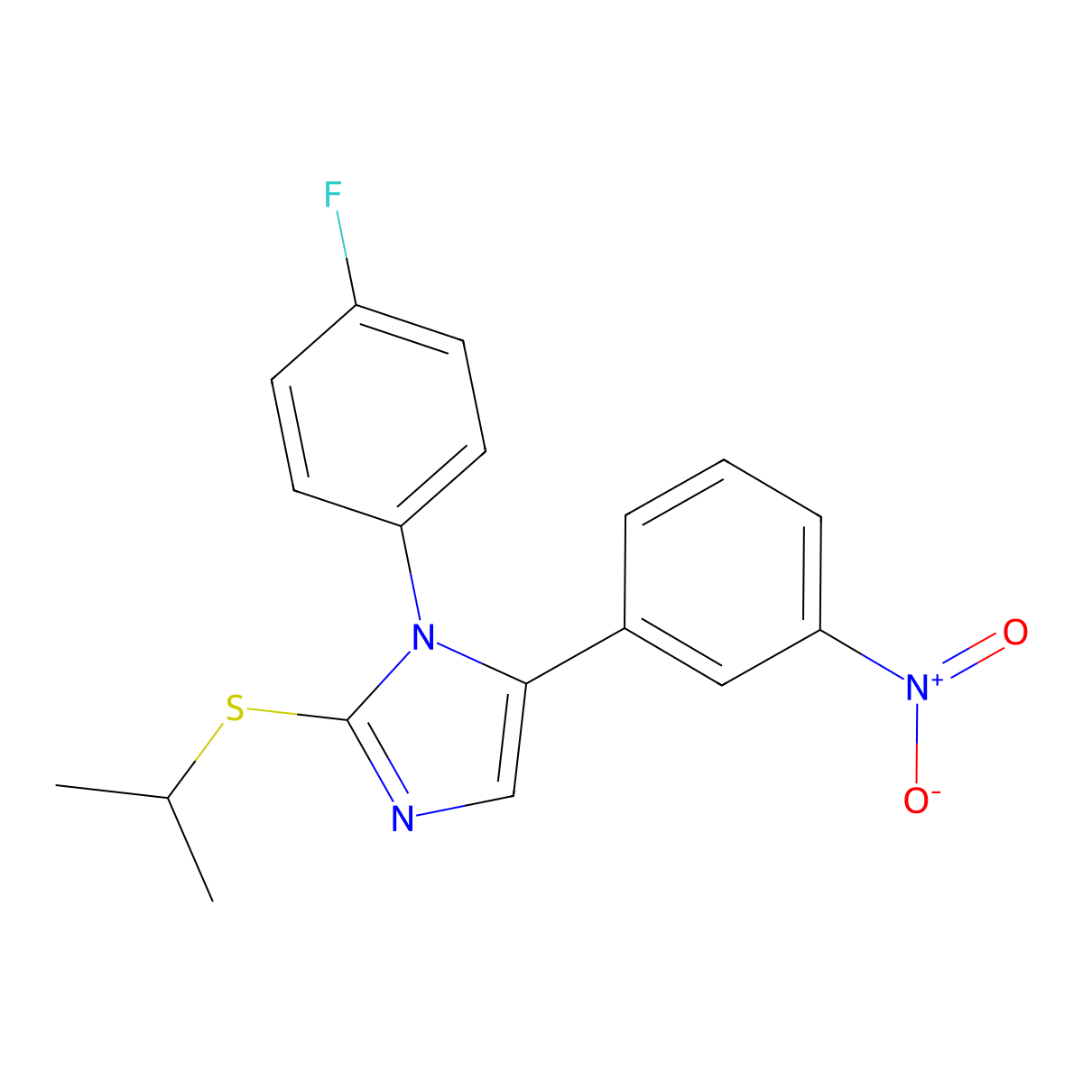 1-(4-fluorophenyl)-2-(isopropylthio)-5-(3-nitrophenyl)-1H-imidazole molecular structure, CAS 1234974-47-0