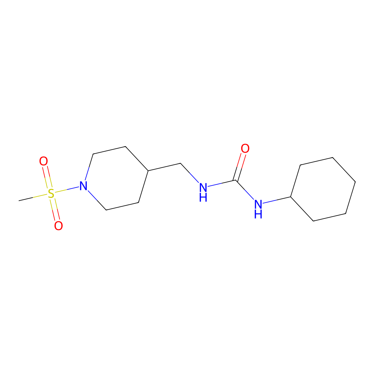 1-Cyclohexyl-3-((1-(methylsulfonyl)piperidin-4-yl)methyl)urea molecular structure, CAS 1234975-56-4