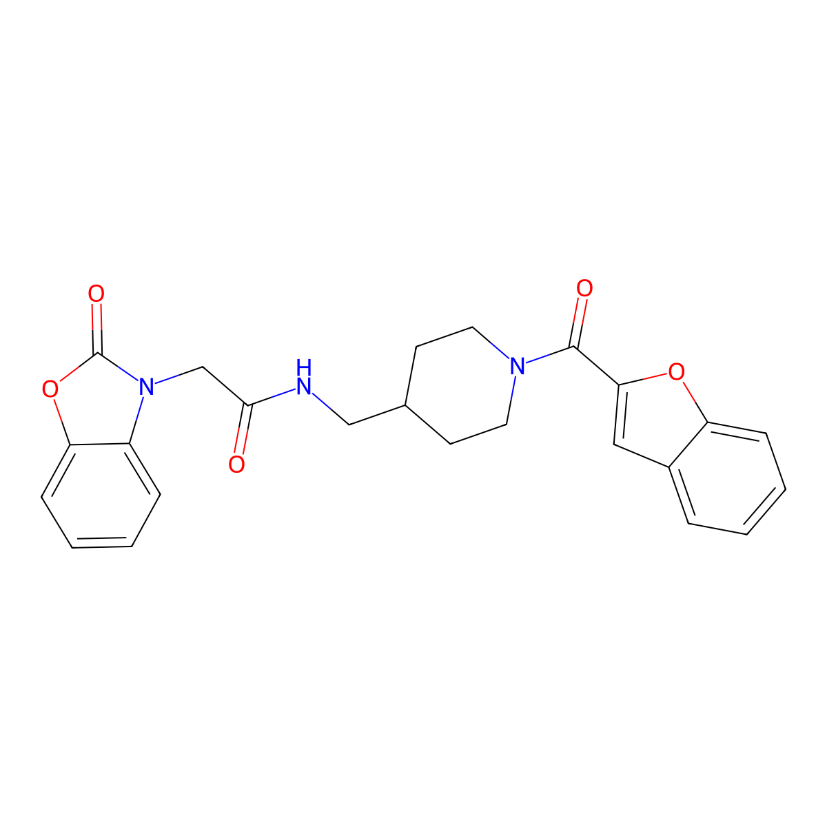 N-((1-(benzofuran-2-carbonyl)piperidin-4-yl)methyl)-2-(2-oxobenzo[d]oxazol-3(2H)-yl)acetamide molecular structure, CAS 1234976-21-6