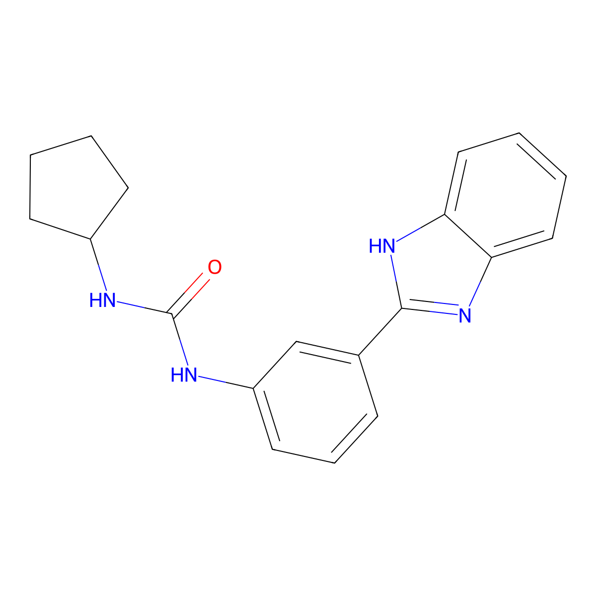 1-(3-(1H-benzo[d]imidazol-2-yl)phenyl)-3-cyclopentylurea molecular structure, CAS 1234976-82-9