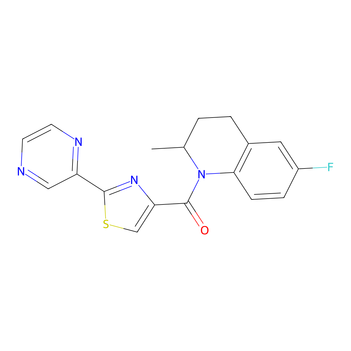 (6-fluoro-2-methyl-3,4-dihydroquinolin-1(2H)-yl)(2-(pyrazin-2-yl)thiazol-4-yl)methanone molecular structure, CAS 1234977-97-9