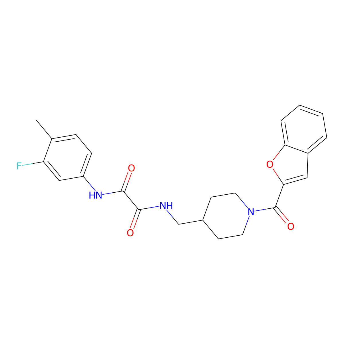 N1-((1-(benzofuran-2-carbonyl)piperidin-4-yl)methyl)-N2-(3-fluoro-4-methylphenyl)oxalamide molecular structure, CAS 1234978-46-1