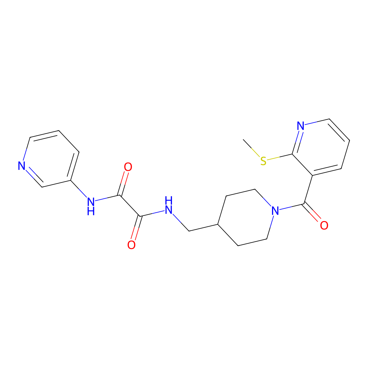 N1-((1-(2-(methylthio)nicotinoyl)piperidin-4-yl)methyl)-N2-(pyridin-3-yl)oxalamide molecular structure, CAS 1234978-70-1