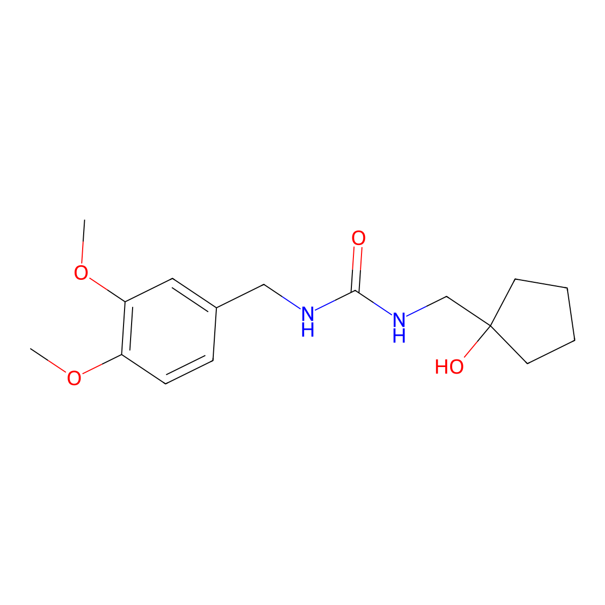 1-(3,4-Dimethoxybenzyl)-3-((1-hydroxycyclopentyl)methyl)urea molecular structure, CAS 1234980-52-9
