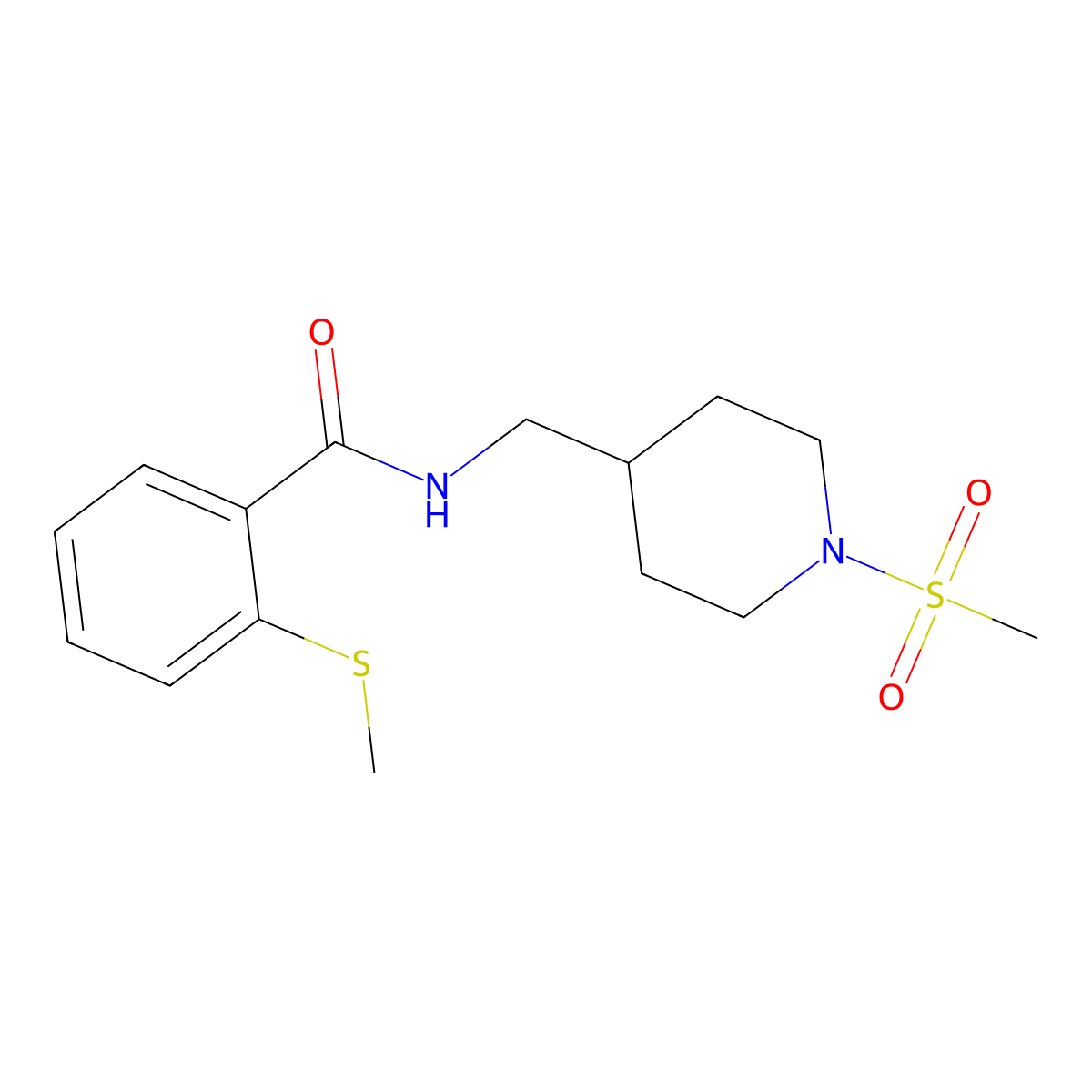 N-((1-(methylsulfonyl)piperidin-4-yl)methyl)-2-(methylthio)benzamide molecular structure, CAS 1234980-62-1