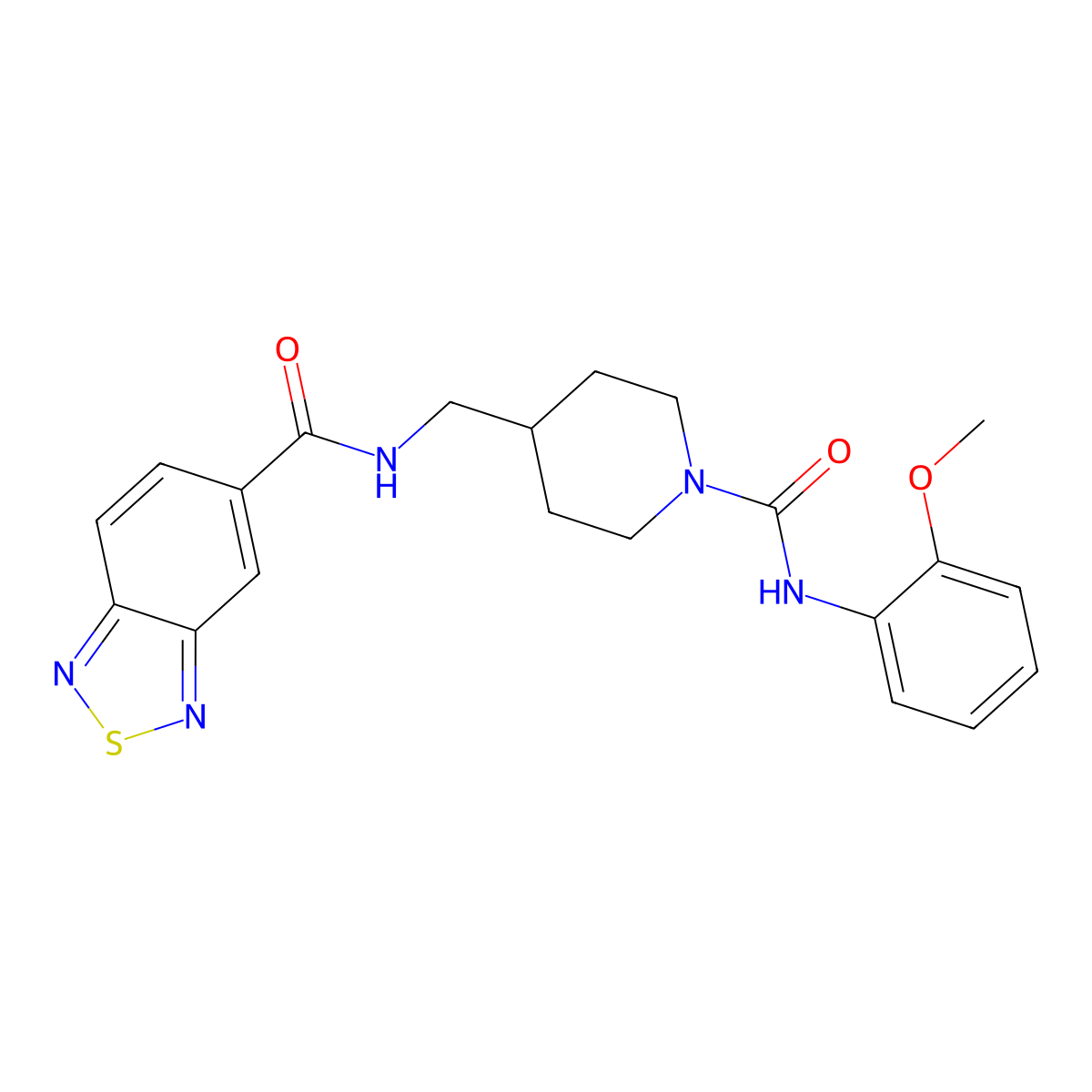 N-({1-[(2-methoxyphenyl)carbamoyl]piperidin-4-yl}methyl)-2,1,3-benzothiadiazole-5-carboxamide molecular structure, CAS 1234980-94-9