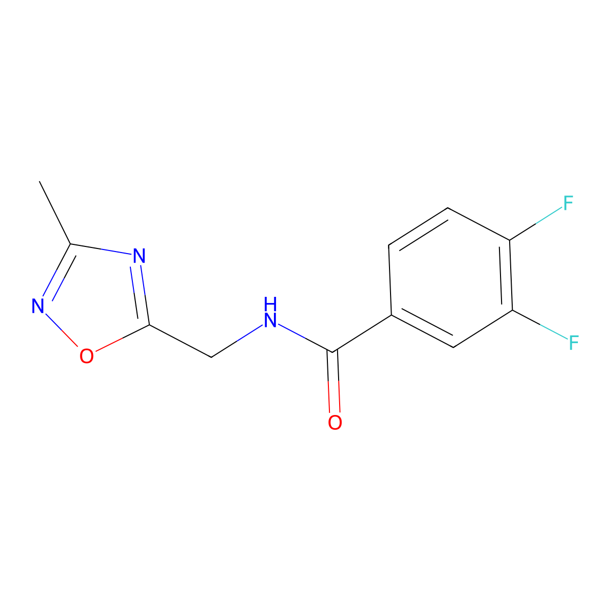 3,4-difluoro-N-((3-methyl-1,2,4-oxadiazol-5-yl)methyl)benzamide molecular structure, CAS 1234981-40-8