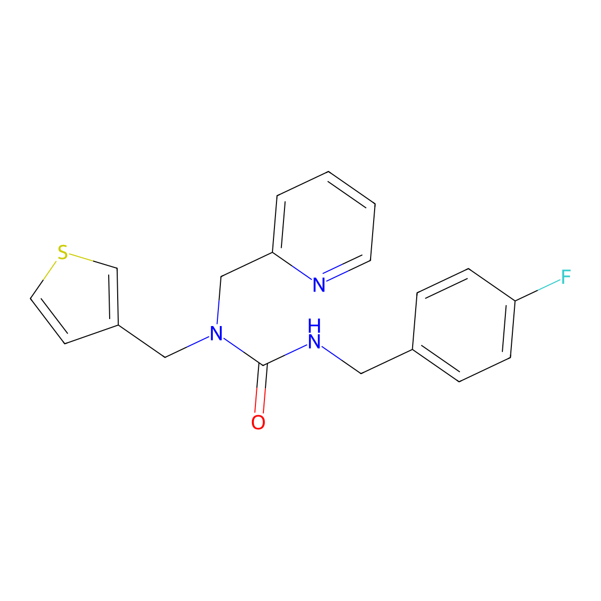3-(4-Fluorobenzyl)-1-(pyridin-2-ylmethyl)-1-(thiophen-3-ylmethyl)urea molecular structure, CAS 1234981-49-7