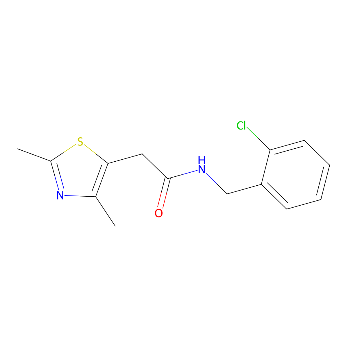 N-(2-chlorobenzyl)-2-(2,4-dimethyl-1,3-thiazol-5-yl)acetamide molecular structure, CAS 1234982-35-4