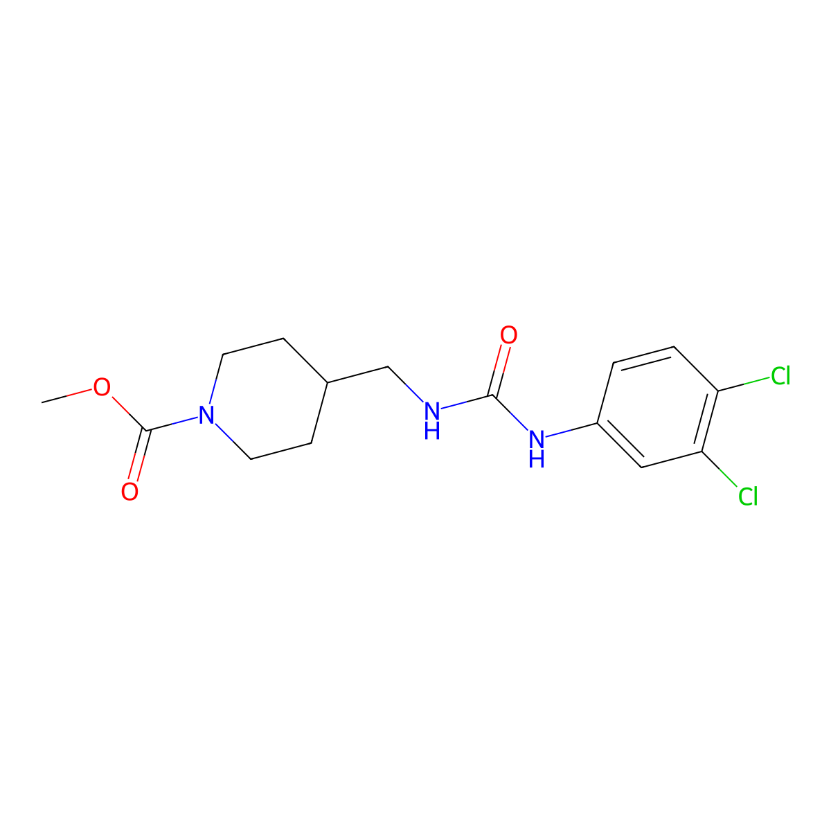 Methyl 4-((3-(3,4-dichlorophenyl)ureido)methyl)piperidine-1-carboxylate molecular structure, CAS 1234982-36-5