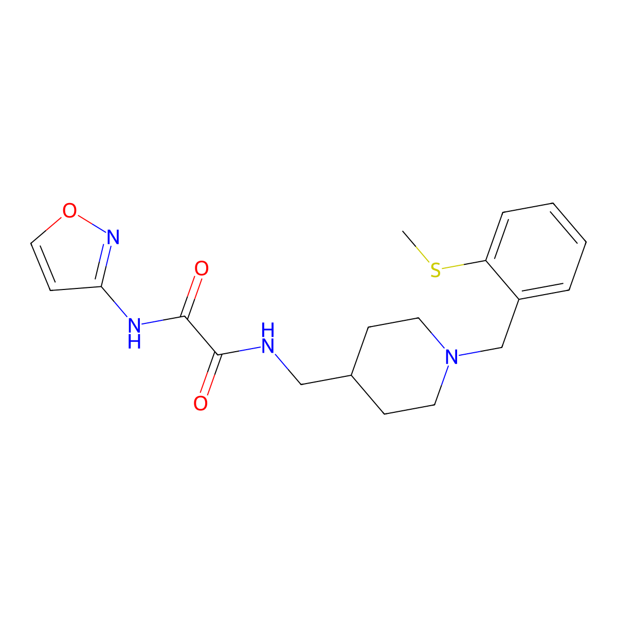 N1-(isoxazol-3-yl)-N2-((1-(2-(methylthio)benzyl)piperidin-4-yl)methyl)oxalamide molecular structure, CAS 1234983-12-0