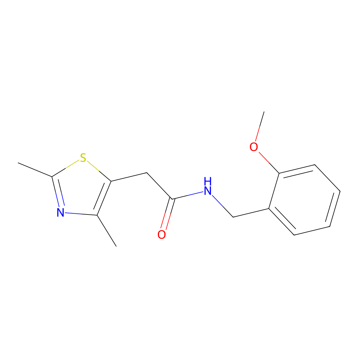 2-(2,4-dimethylthiazol-5-yl)-N-(2-methoxybenzyl)acetamide molecular structure, CAS 1234984-07-6