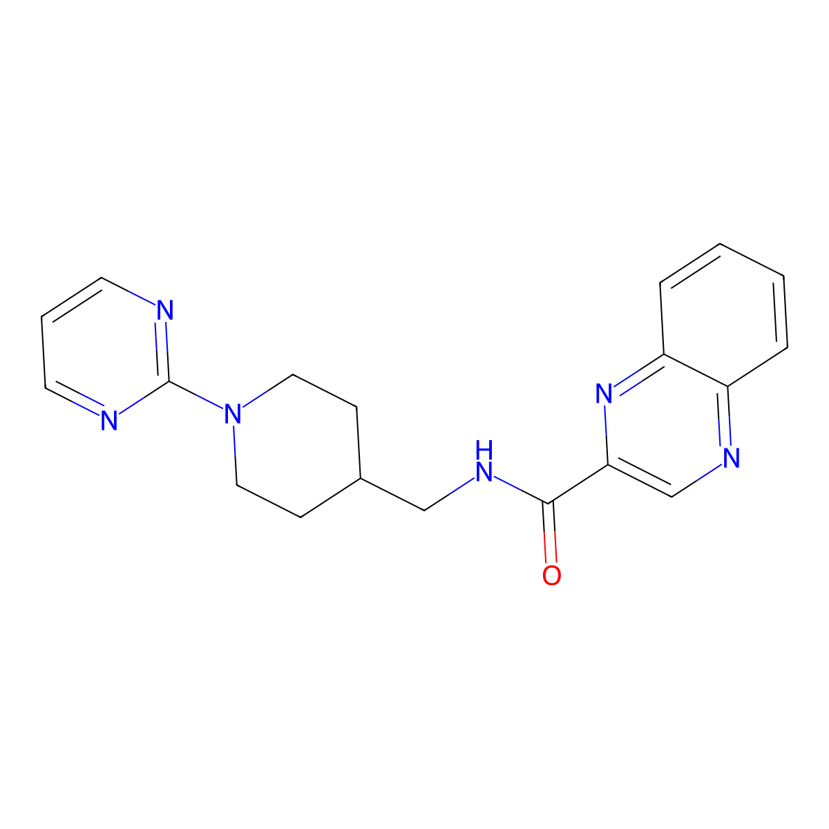 N-((1-(pyrimidin-2-yl)piperidin-4-yl)methyl)quinoxaline-2-carboxamide molecular structure, CAS 1234984-17-8