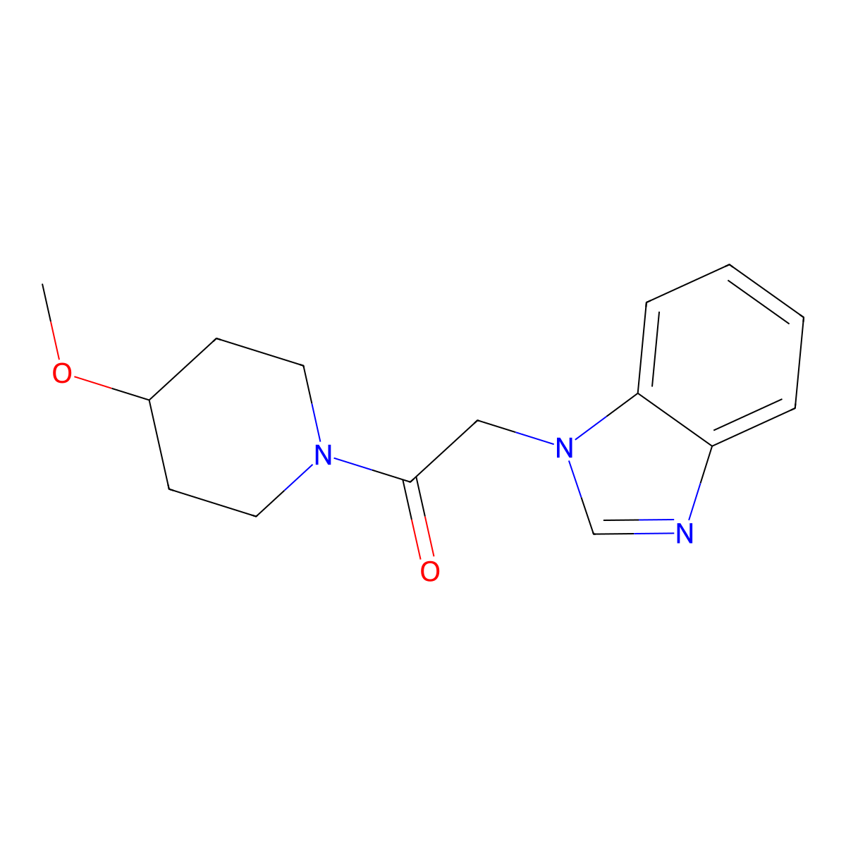 2-(1H-benzo[d]imidazol-1-yl)-1-(4-methoxypiperidin-1-yl)ethanone molecular structure, CAS 1234985-26-2