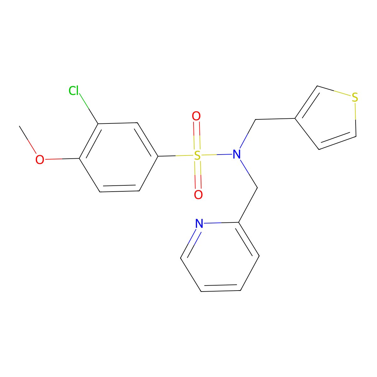 3-chloro-4-methoxy-N-(pyridin-2-ylmethyl)-N-(thiophen-3-ylmethyl)benzenesulfonamide molecular structure, CAS 1234985-74-0