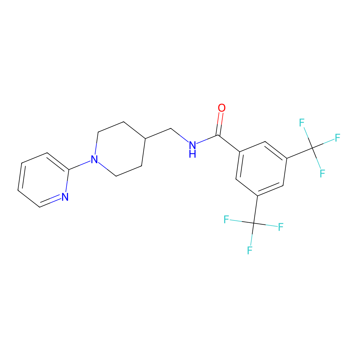 N-{[1-(pyridin-2-yl)piperidin-4-yl]methyl}-3,5-bis(trifluoromethyl)benzamide molecular structure, CAS 1234985-80-8