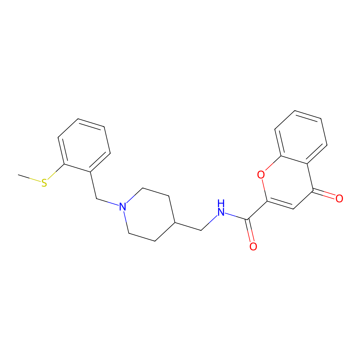N-((1-(2-(methylthio)benzyl)piperidin-4-yl)methyl)-4-oxo-4H-chromene-2-carboxamide molecular structure, CAS 1234985-93-3