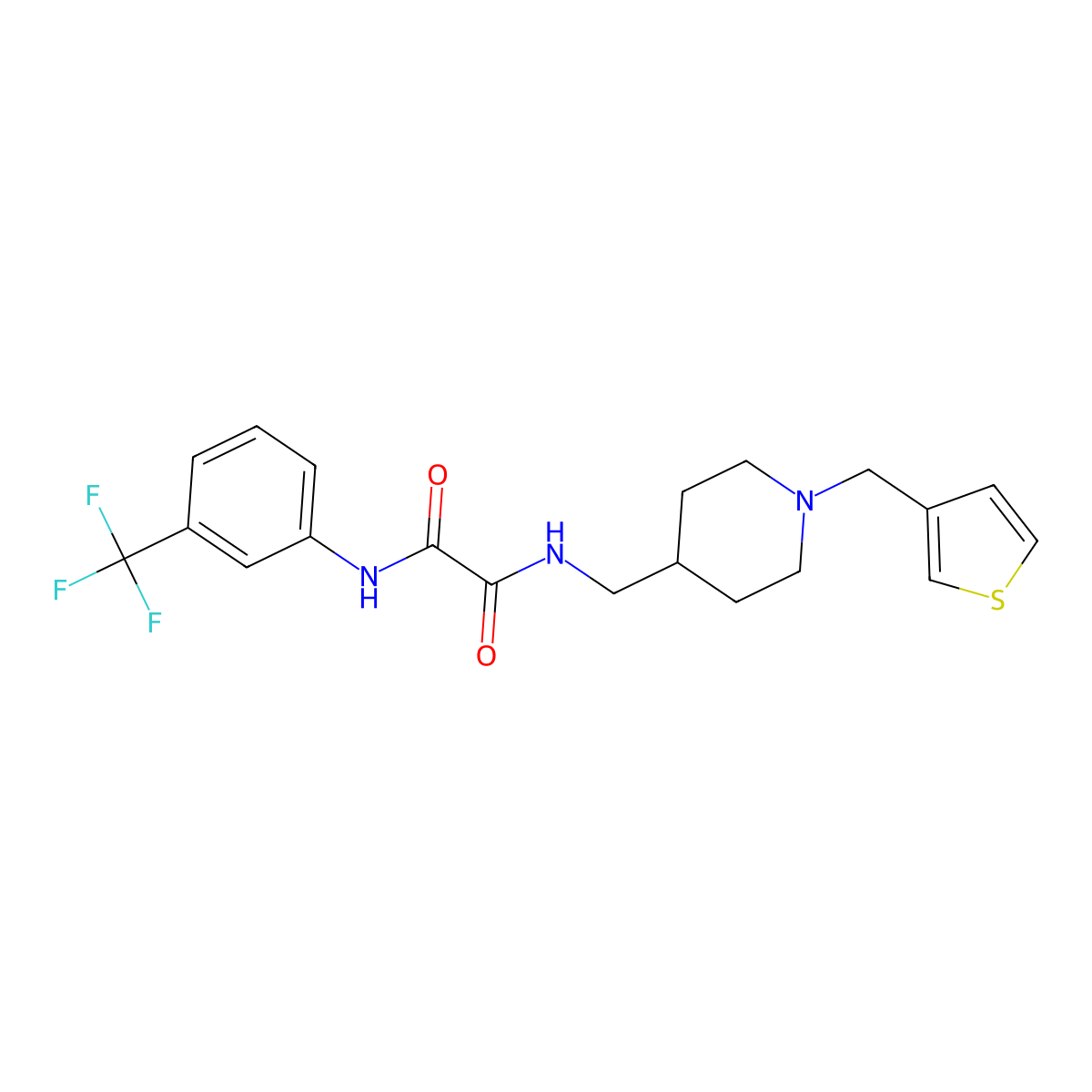 N1-((1-(thiophen-3-ylmethyl)piperidin-4-yl)methyl)-N2-(3-(trifluoromethyl)phenyl)oxalamide molecular structure, CAS 1234986-83-4