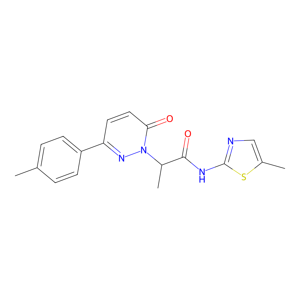 N-(5-methylthiazol-2-yl)-2-(6-oxo-3-(p-tolyl)pyridazin-1(6H)-yl)propanamide molecular structure, CAS 1234986-87-8